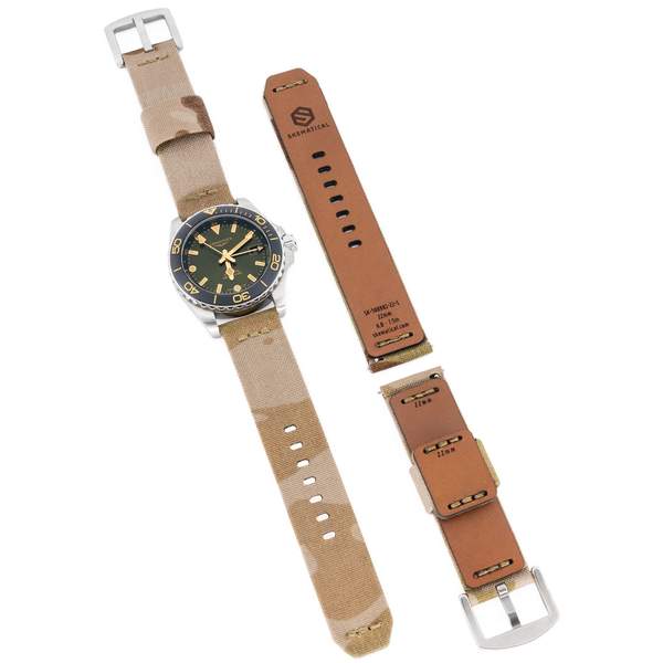 Stratum Cordura & Leather Watchband - Multicam Arid
