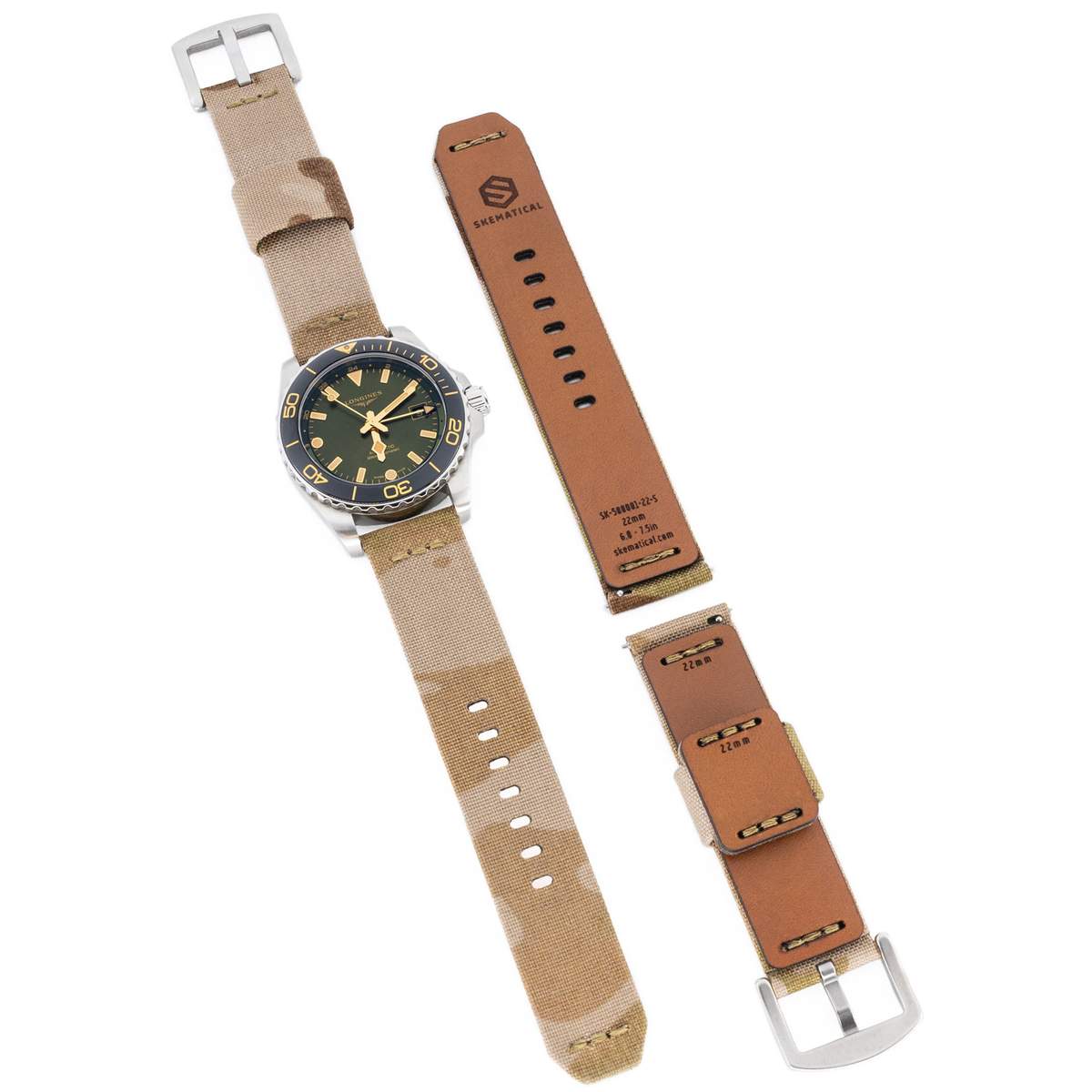 Stratum Cordura & Leather Watchband - Multicam Arid
