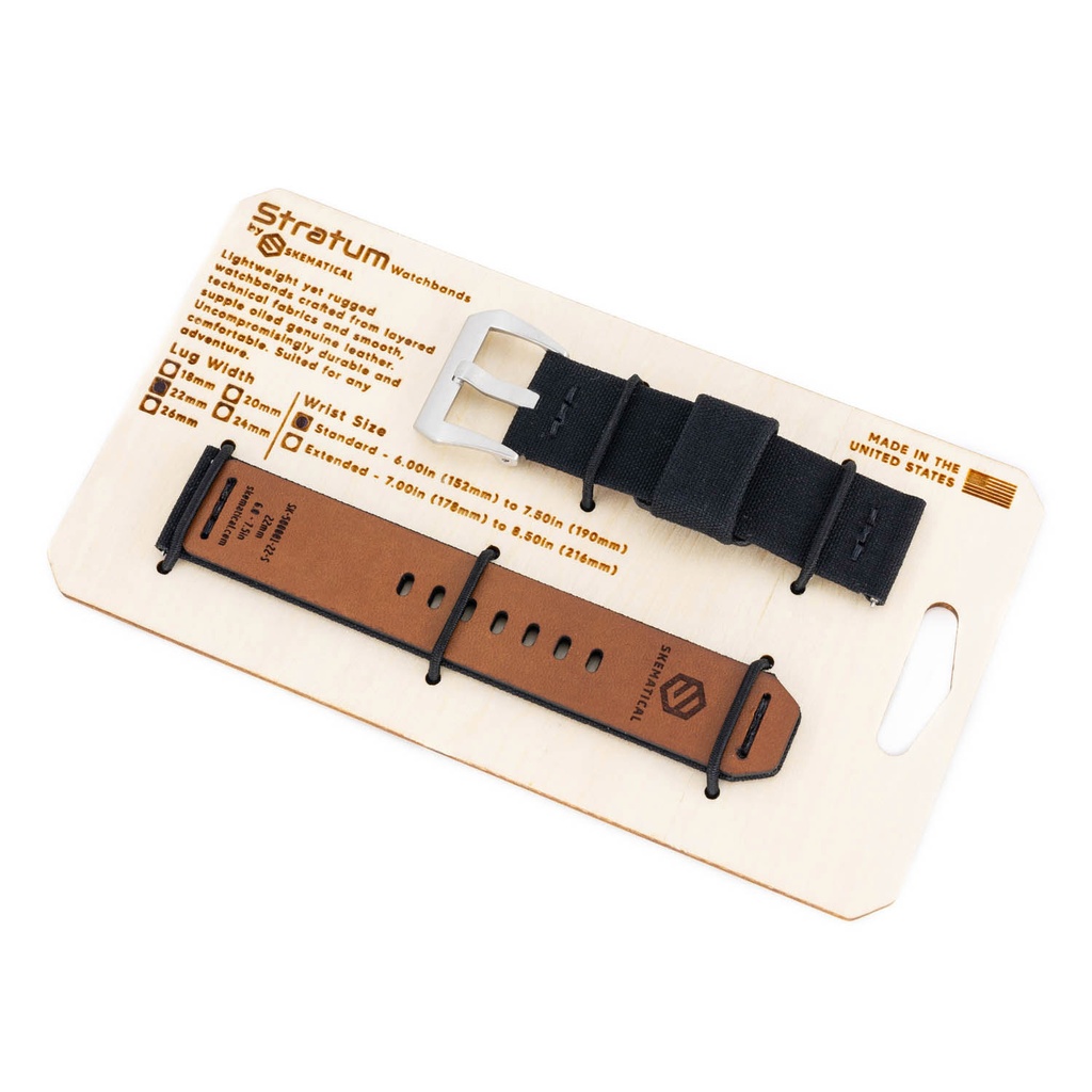 Stratum Cordura & Leather Watchband - Black