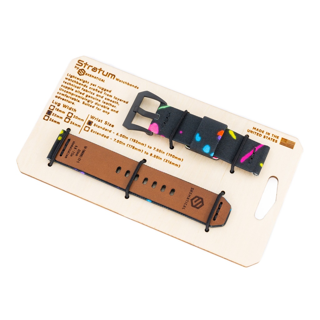 Stratum Cordura & Leather Watchband - Retro Splatter
