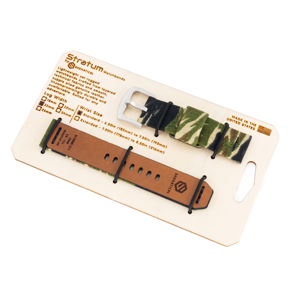 Stratum Cordura & Leather Watchband - Tiger Stripe