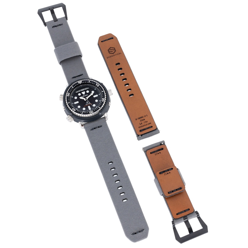Stratum Cordura & Leather Watchband - Wolf Gray